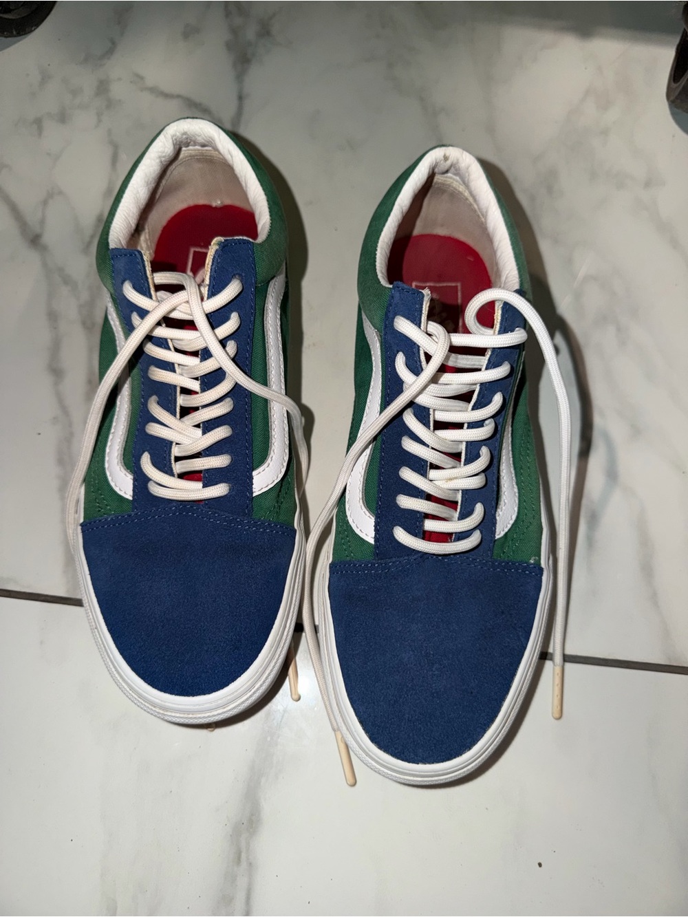 Vans Old Skool Sneakers in Blue, Green & White Size 7.5